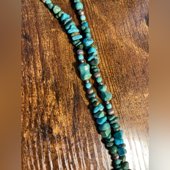 Vintage CAROLYN POLLACK Turquoise Necklace Sterling 36” - Picture 2 of 7